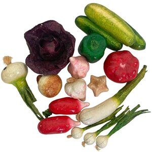 Paper Mache Realistic Vegetables Mexican Folk Art Decor Prop Display 17 pc Lot